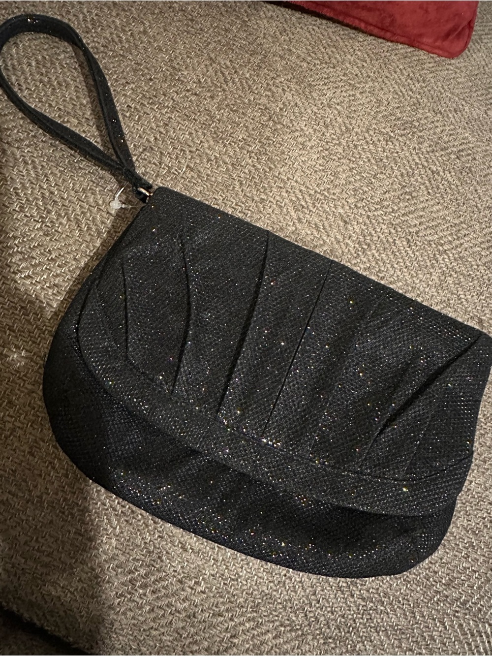 La Regale Black Sparkle Wristlet Clutch